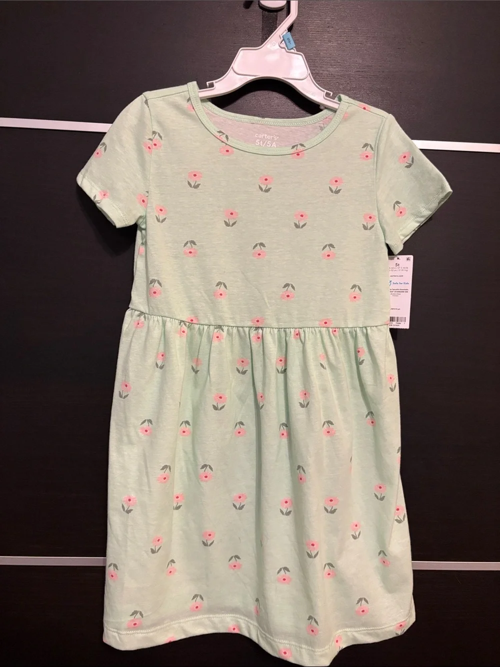 Carter's Toddler Girl's Floral Short Sleeve Dress in Green